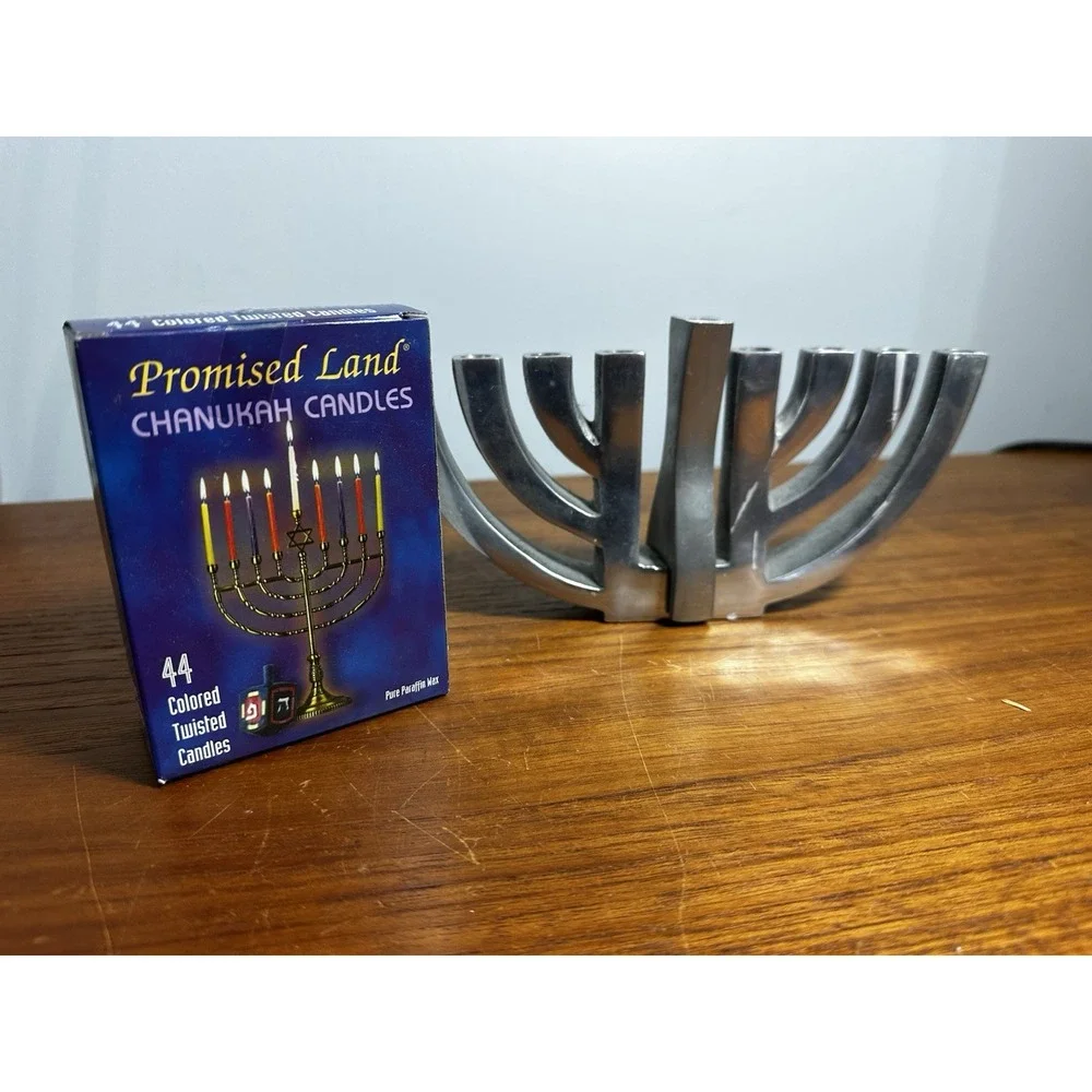 Cast Aluminum Silver Tone Hanukkah Menorah 9-candle 6